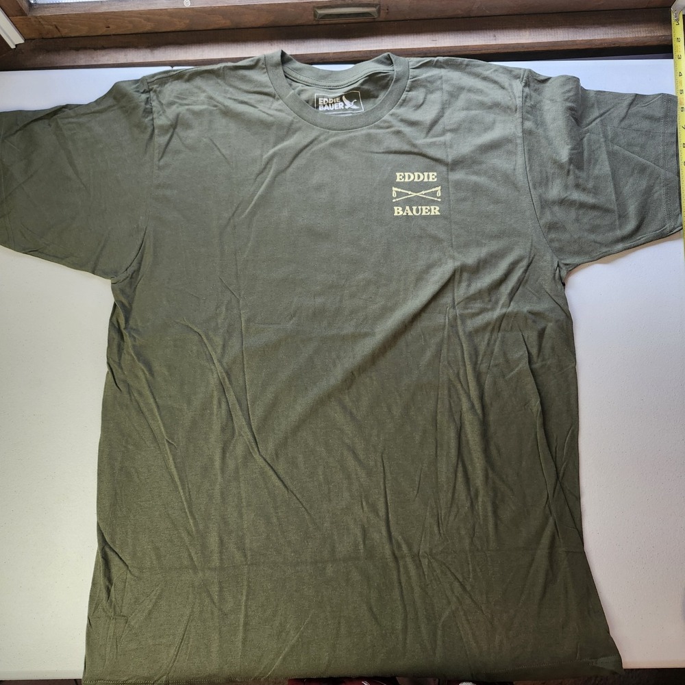 Eddie Bauer T-Shirt Mens XL Olive Outdoor Graphic Backpack Logo Since 1920